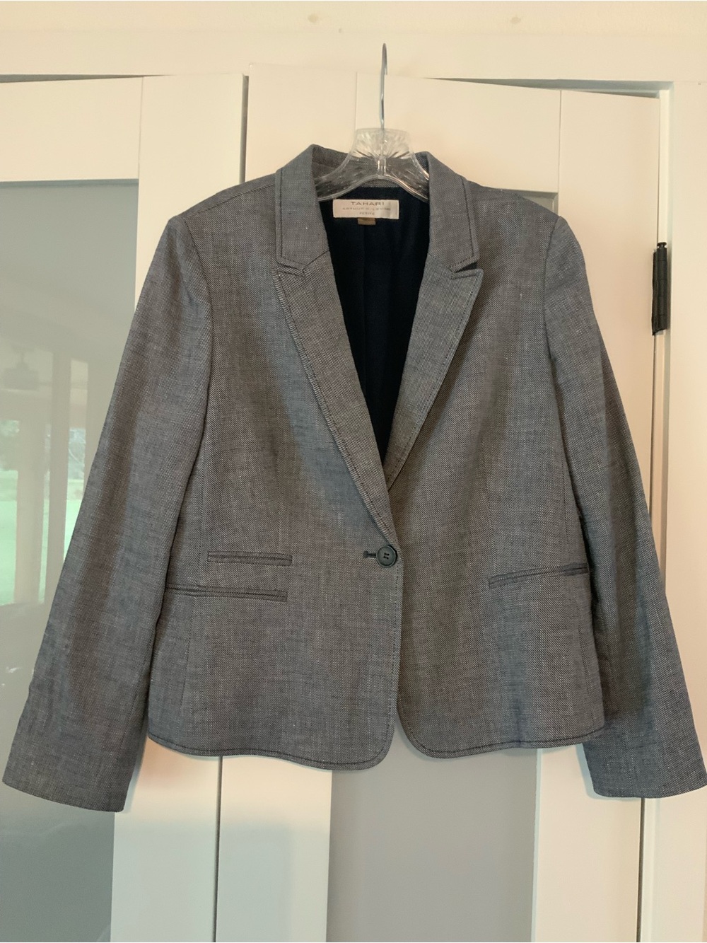 Tahari Gray Women's Single-Button Tailored Blazer